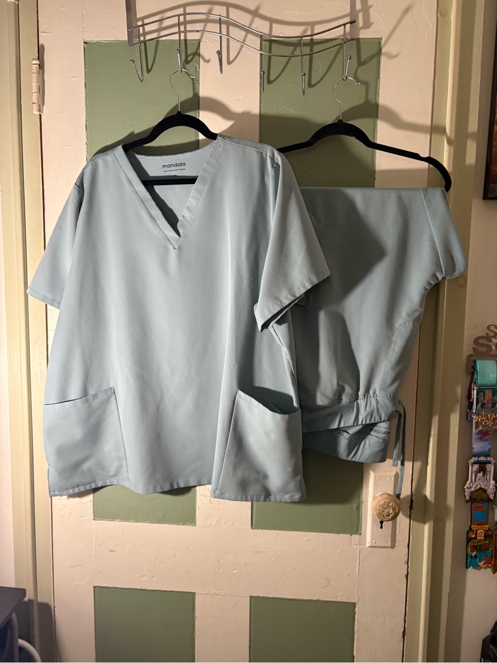 Mandala Tourmaline Blue Scrub Top and Pants Set